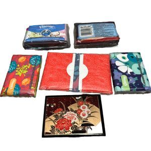 9 Single Packs Kleenex Tissues w/ Vintage Travel Mirror Case From Japan